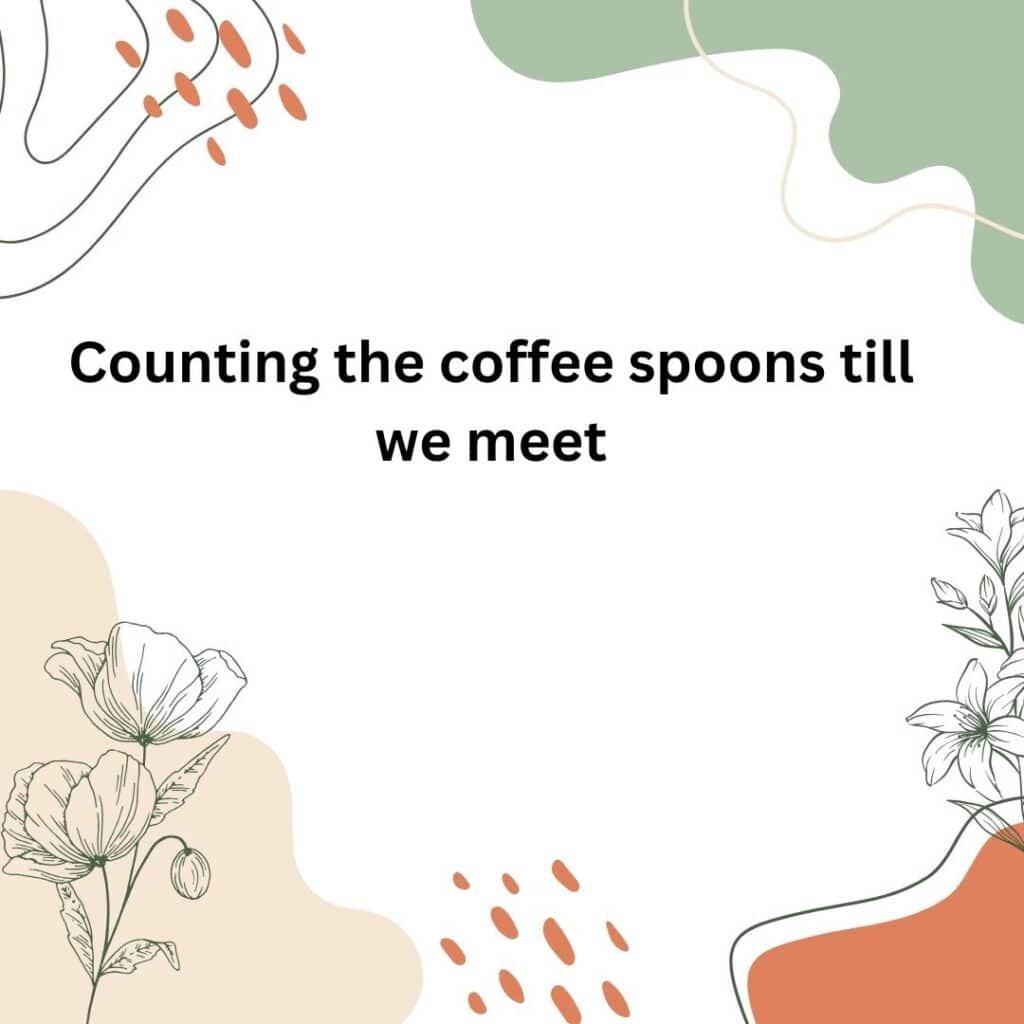 Counting the coffee spoons till we meet