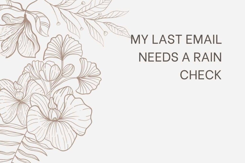 My last email needs a rain check